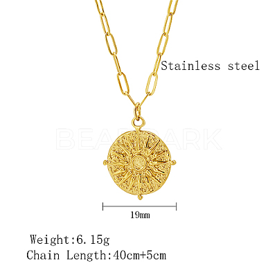 304 Stainless Steel Sun Pendant Necklaces YN2147-1-1