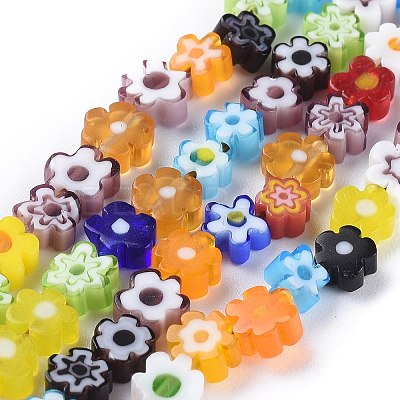 Handmade Millefiori Glass Bead Strands LAMP-J035-6mm-02-1