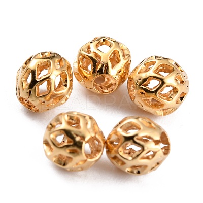Long-Lasting Hollowed Plated Brass Beads KK-O133-003C-G-1