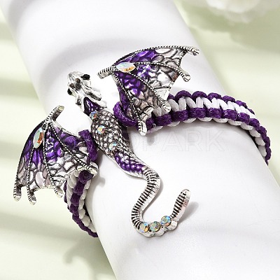 Pterosaur Alloy Enamel & Rhinestones Link Bracelets BJEW-A165-01A-1