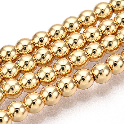 Electroplate Non-magnetic Synthetic Hematite Bead Strands G-Q466-4mm-04-1