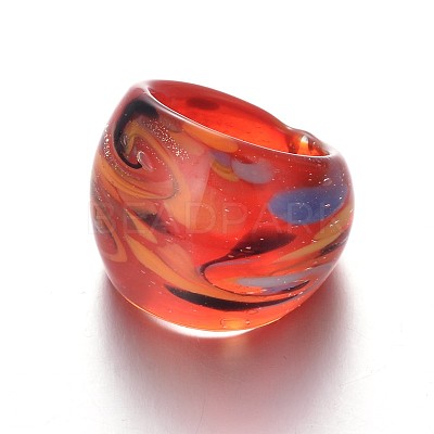 Mixed Handmade Lampwork Wide Band Rings RJEW-X0005-B-1