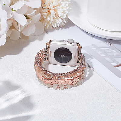 1Pc Fashion Non-Magnetic Synthetic Hematite Stretch Strap Connector Watch Band DIY-ME0001-49-1
