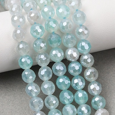 Electroplated Natural Agate Beads Strands G-B191-A07-6mm-14-1
