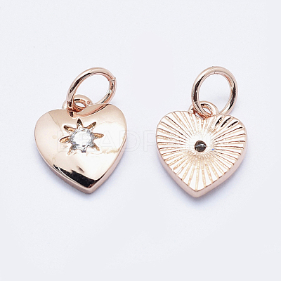 Brass Micro Pave Clear Cubic Zirconia Charms ZIRC-J040-09RG-NR-1