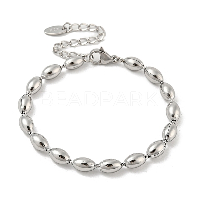 Non-Tarnish 201 Stainless Steel Rugby Beaded Chain Bracelets BJEW-G696-01C-P-1