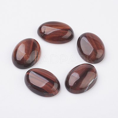 Natural Dyed & Heated Red Tiger Eye Flat Back Cabochons G-G741-30x40mm-13-1
