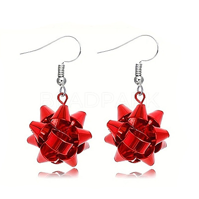 Christmas Theme Alloy Plastic Dangle Earrings FS-WG6FBD6-07-1