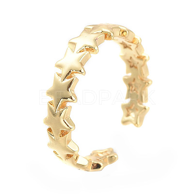 Adjustable Brass Cuff Rings RJEW-M135-04G-1