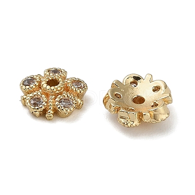 Brass Micro Pave Clear Cubic Zirconia Bead Caps KK-A276-07G-1