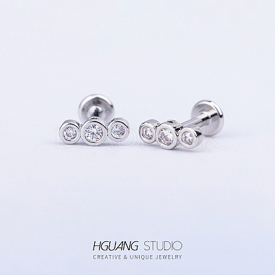 Stainless Steel Micro Pave Clear Cubic Zirconia Cartilage Earrings for Women Men WG126FA-07-1