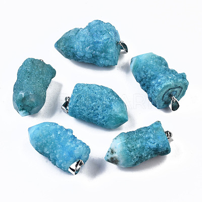 Rough Raw Electroplate Natural Druzy Agate Pendants G-S359-274-1