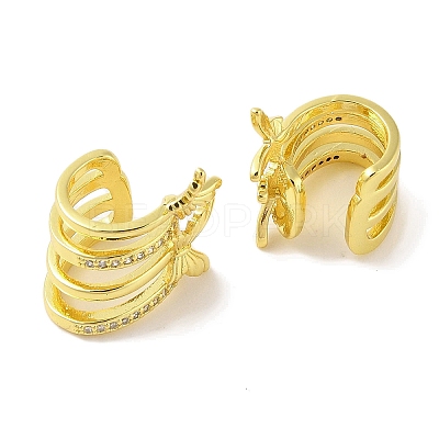 Brass Micro Pave Clear Cubic Zirconia Cuff Earrings for Women EJEW-I305-06G-1