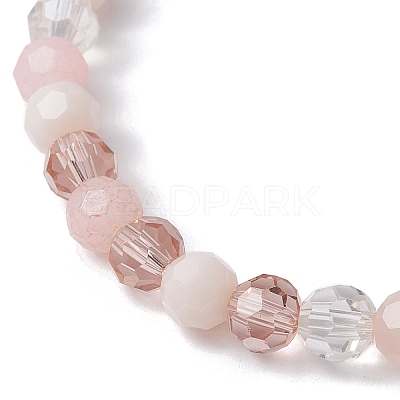 Glass Faceted Round Beaded Stretch Bracelets BJEW-JB10057-02-1