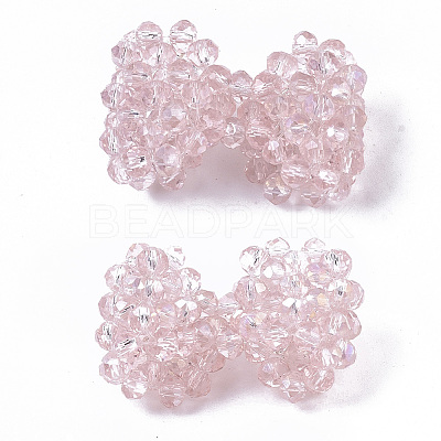Plating Acrylic Woven Beads PACR-R247-04B-1