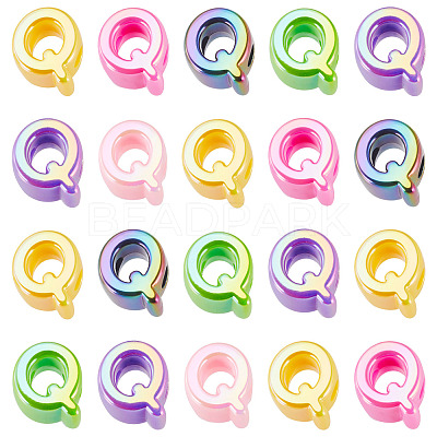 20Pcs UV Plating Opaque Acrylic European Beads OACR-TADJ0001-16Q-1