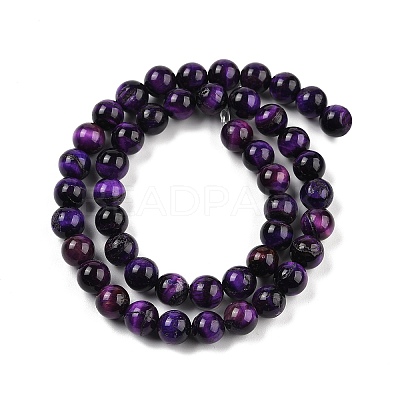 Grade B Natural Purple Tiger Eye Beads Strands G-F591-18-8mm-1