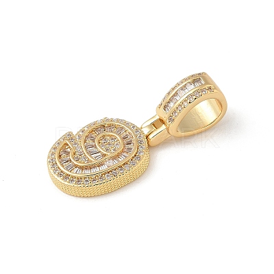 Brass Clear Cubic Zirconia European Dangle Charms LS-KK-R003-01G-09-1