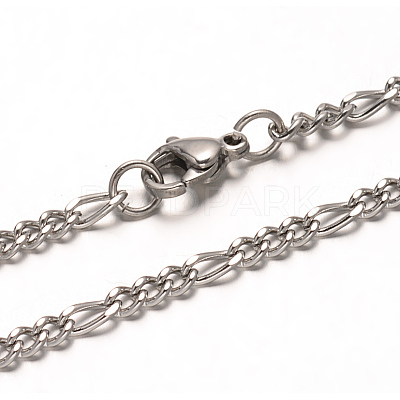Non-Tarnish 304 Stainless Steel Figaro Chains Necklaces NJEW-G310-02P-1