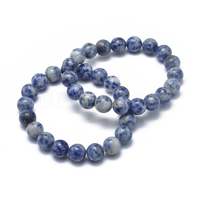 Natural Blue Spot Jasper Bead Stretch Bracelets BJEW-K212-B-039-1