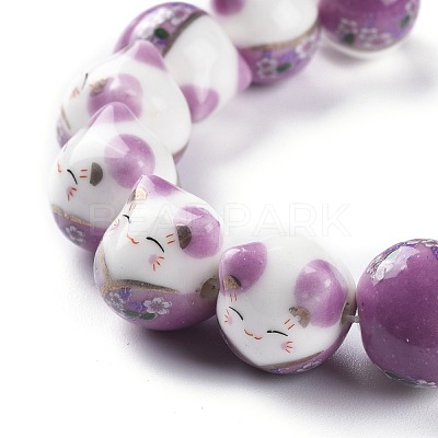 Handmade Printed Porcelain Beads PORC-M003-08E-1