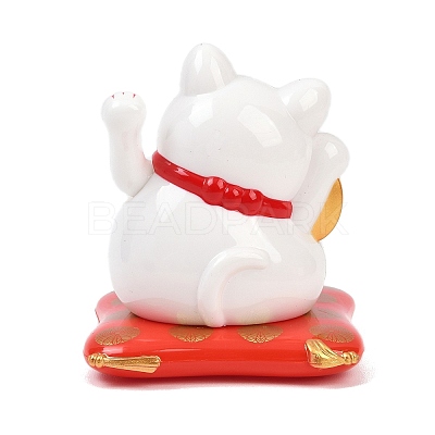 ABS Plastic Solar Powered Maneki-neko Figurines DJEW-B017-01A-01-1