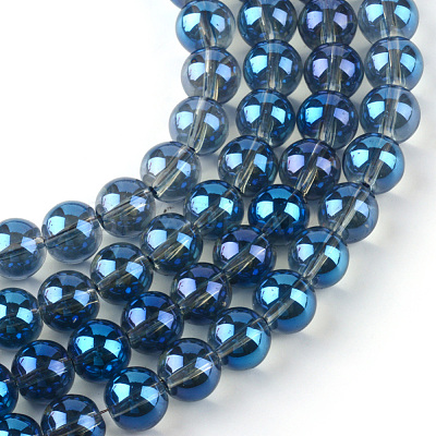 Electroplate Glass Beads Strands X-EGLA-Q062-8mm-A14-1