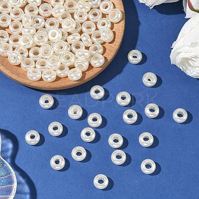 ABS Plastic Imitation Pearl Rondelle Large Hole European Beads X-MACR-S256-A41-1