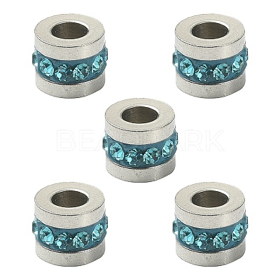 201 Stainless Steel Polymer Clay Rhinestone Inlaid Beads RB-YW0001-11E-1