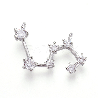 Brass Micro Pave Cubic Zirconia Pendants X-ZIRC-F099-20P-12-1