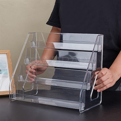 4-Tier Acrylic Display Riser Stands for Cosmetic Jewelry ODIS-WH0043-217B-1