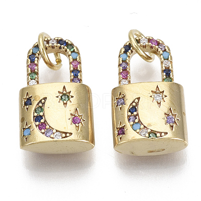Brass Micro Pave Colorful Cubic Zirconia Pendants KK-S356-035G-NF-1