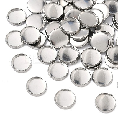 Non-Tarnish Flat Round 304 Stainless Steel Plain Edge Bezel Cups X-STAS-S028-28-1