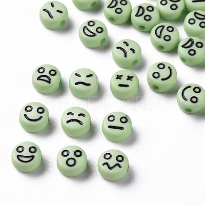 Opaque Pale Green Acrylic Beads X-MACR-N008-42-C09-1