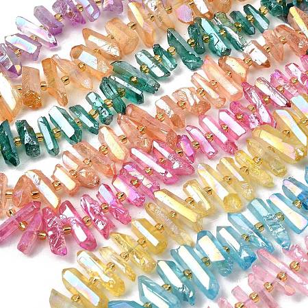 Electroplated Natural Quartz Crystal Beads Strands G-F800-F-1