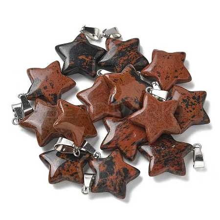 Natural Mahogany Obsidian Pendants G-B127-12P-01-1