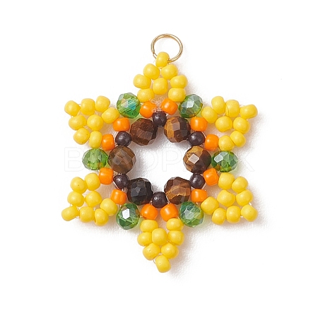 Glass Seed Beaded Pendants PALLOY-MZ01241-01-1