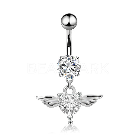 Piercing Jewelry Stainless Steel Micro Pave Cubic Zirconia Split Navel Ring Belly Rings WG4019F-01-1