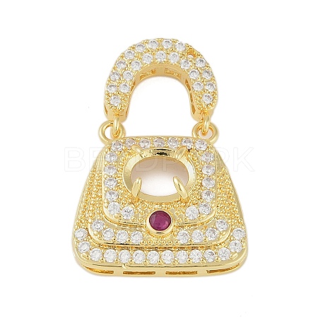 Brass Micro Pave Clear Cubic Zirconia Pendant Cabochon Settings KK-U026-06G-1