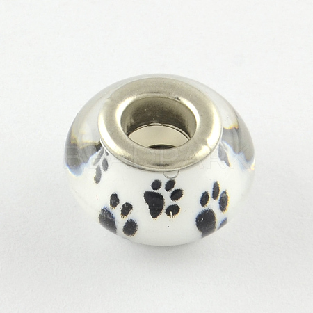 Large Hole Dog Paw Prints Pattern Resin European Beads OPDL-Q129-229A-1