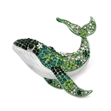 Whale Alloy Rhinestone Lapel Pin Brooches AL-CBAF606-04P-02-1