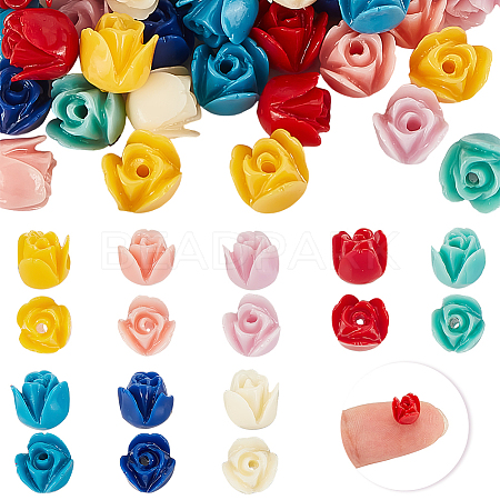 48pcs 8 colors Epoxy Resin Beads RESI-GA0001-28-1