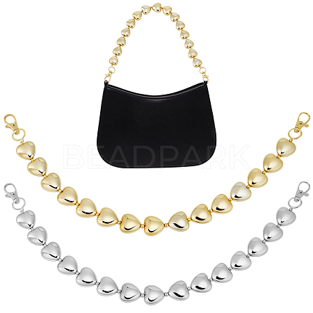 2Pcs 2 Colors CCB Plastic Heart Beaded Bag Handles with Clasps AJEW-CL0005-65-1