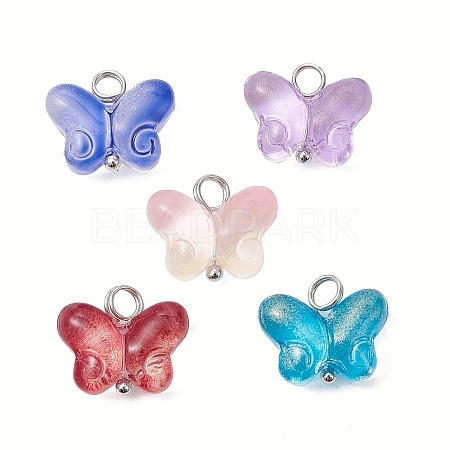 Transparent Baking Paint Glass Pendant PALLOY-JF02340-01-1S-1