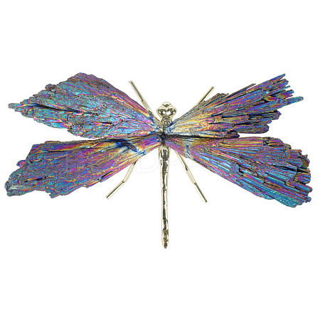 Electroplate Natural Tourmaline Insect Dragonfly Figurine PW23052280641-1