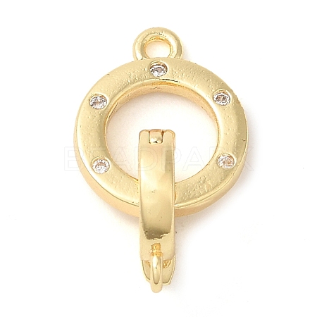 Brass Micro Pave Clear Cubic Zirconia Fold Over Clasps KK-G505-12G-1