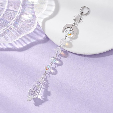 Glass Cone Round Hanging Suncatchers HJEW-JM04604-02-1