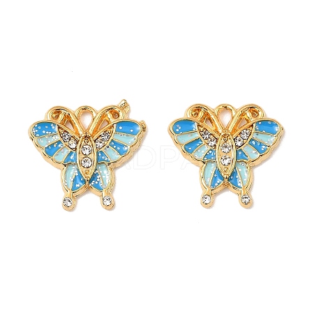304 Stainless Steel with Crystal Rhinestone Enamel Charms STAS-G358-06G-01-1