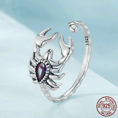Scorpion 925 Sterling Silver Pave Cubic Zirconia Cuff Rings for Women FS-WG08321-01-1
