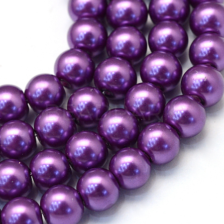 Baking Painted Pearlized Glass Pearl Round Bead Strands X-HY-Q003-10mm-37-1